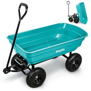 Heavy Duty 75L Wheelbarrow Cart with Tow Hitch