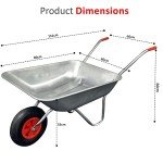 Heavy Duty 65L Galvanised Steel Wheelbarrow