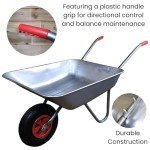 Heavy Duty 65L Galvanized Garden Wheelbarrow