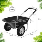 2-Wheel Heavy Duty Garden Wheelbarrow with Pneumatic Tires