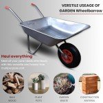 Heavy Duty 65L Galvanized Garden Wheelbarrow