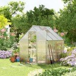 Outsunny 6x6 FT Walk-In Greenhouse with Sliding Door