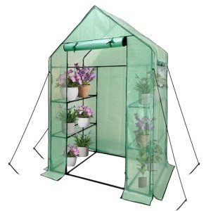 Walk-In Greenhouse with 6 Shelves and Cover