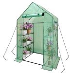 Walk-In Greenhouse with 6 Shelves and Cover