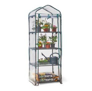 VonHaus 4 Tier Mini Greenhouse with Zip Door