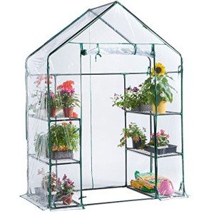 VonHaus Compact Walk-In Greenhouse with 6 Shelves