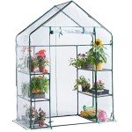 VonHaus Compact Walk-In Greenhouse with 6 Shelves
