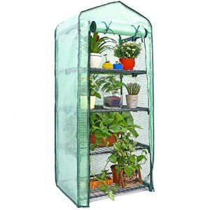4-Tier Portable Greenhouse with Roll-Up Cover