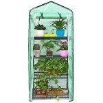 4-Tier Portable Greenhouse with Roll-Up Cover