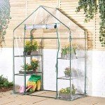 VonHaus Compact Walk-In Greenhouse with 6 Shelves