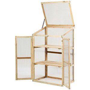GiantexUK Mini Wooden Greenhouse with Skylight