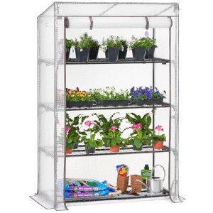 4-Tier Outdoor Greenhouse with Reinforced Cover