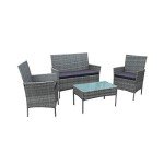 Neo® 4 Piece Rattan Sofa Set - Grey