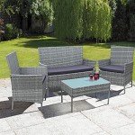 Neo® 4 Piece Rattan Sofa Set - Grey