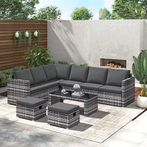 8-Seater Rattan Garden Corner Sofa Set