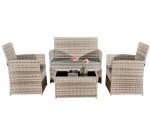 4-Piece Rattan Garden Furniture Set with Sofa