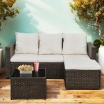 3-Piece Rattan Outdoor Sofa Set with Table