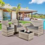 4-Piece Rattan Garden Furniture Set with Sofa