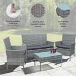 Neo® 4 Piece Rattan Sofa Set - Grey