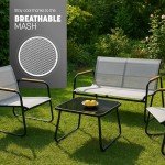 4-Piece Modern Mesh Garden Furniture Set