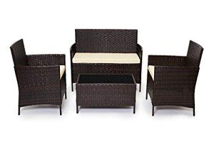 Brown Rattan 4-Seater Garden Furniture Set
