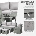 Light Grey Rattan Garden Sofa Set with Table