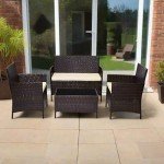 Brown Rattan 4-Seater Garden Furniture Set