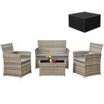 4-Piece Rattan Garden Furniture Set with Coffee Table