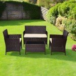 Brown Rattan 4-Seater Garden Furniture Set