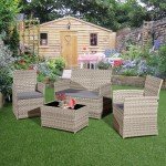 4-Piece Rattan Garden Furniture Set with Sofa