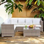 Modern 6-Seater Rattan Corner Sofa Set