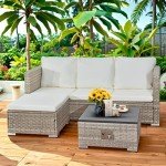 Rattan Garden Furniture Set with Fire Pit
