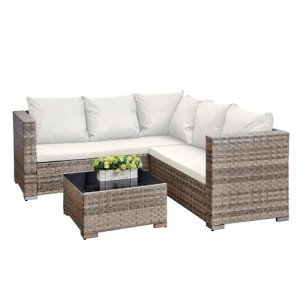 5-Seater Rattan Garden Furniture Set with Table