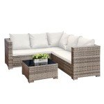 5-Seater Rattan Garden Furniture Set with Table