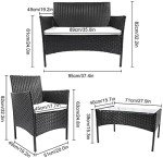 Bigzzia Black Rattan Patio Furniture Set, 4 Pieces