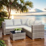 5-Seater Rattan Garden Furniture Set with Table