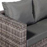 Grey Rattan 7-Seater Corner Sofa with Dining Table