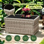 4-Piece Rattan Garden Furniture Set with Coffee Table