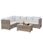 Modern 6-Seater Rattan Corner Sofa Set