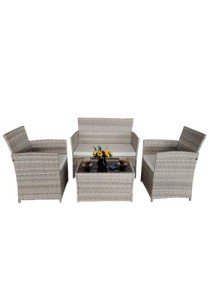 Grey Rattan 4-Piece Outdoor Furniture Set