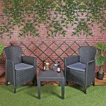 Black Rattan Bistro Set with Cushions - 3 Pieces