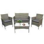 4-Piece Rattan Garden Furniture Set with Cushions