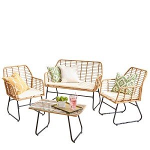 Wicker Rattan Patio Furniture Set with Cushions
