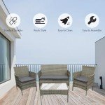 4-Piece Rattan Garden Furniture Set with Cushions
