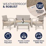 7-Piece Weatherproof Polyrattan Garden Furniture Set