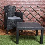 Black Rattan Bistro Set with Cushions - 3 Pieces