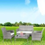 4-Piece Rattan Garden Furniture Set for Patio