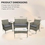 4-Piece Rattan Garden Furniture Set with Cushions