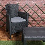 Black Rattan Bistro Set with Cushions - 3 Pieces