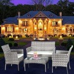 4-Piece Rattan Garden Furniture Set for Patio